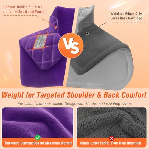 Purple Shoulder Heating Pad for Neck and Shoulders and Back, Thanksgiving Gifts for Women, Birthday Gifts for Mom Her, Weighted Heating Pad for Neck with 9 Heat Options 4 Auto-Off Timer