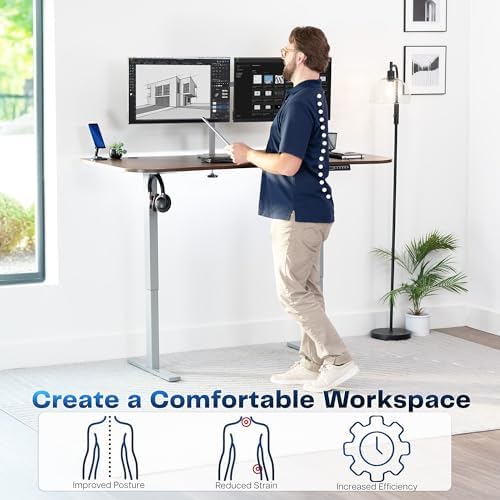 VIVO Dark Walnut 63 x 32 in Standing Desk, DESK-KIT-1G1D