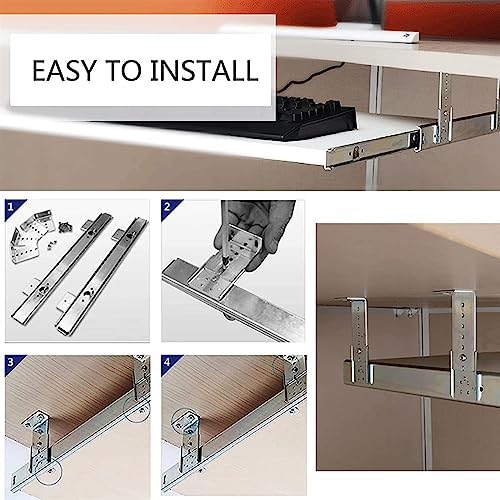 Drawer Slides Telescopic Slides for Piano All Metal Ball Bearing Keyboard Slide Under Desk Keyboard Tray Sliding Rails for Drawer/Shelf(400mm(16 inch)), 631013