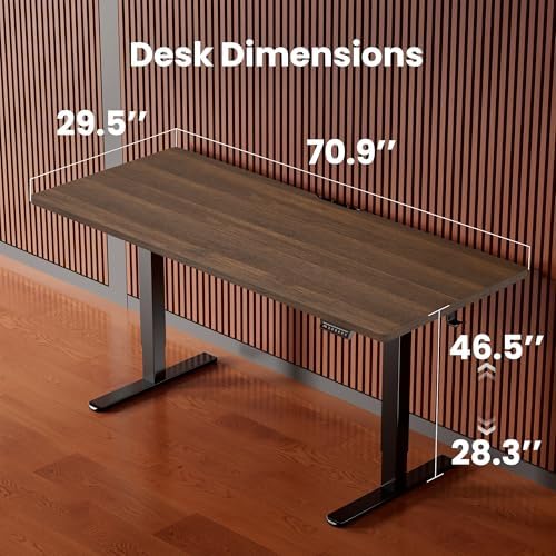 ErGear Height Adjustable Electric Standing Desk, 71 x 30 Inches Sit Stand up Desk, Memory Computer Home Office Desk, Dark Walnut