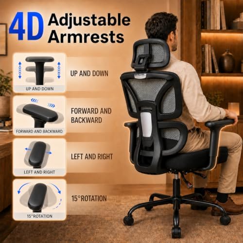 Ergonomic Office Chair with Footrest - High Mesh Back Computer Desk Chair