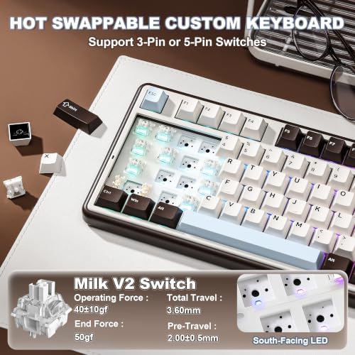 YUNZII B98 PRO 96% Wireless Mechanical Keyboard(Coffee Brown, Milk Switch)