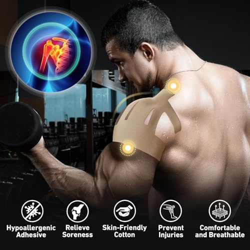 KTQUICK Precut Kinesiology Tape for Shoulder, 24 PCS, 20% Stronger Adhesive