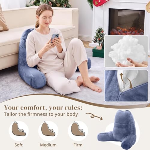Sasttie Reading Pillow for Bed, Back Pillow for Sitting Up, Grey Purple