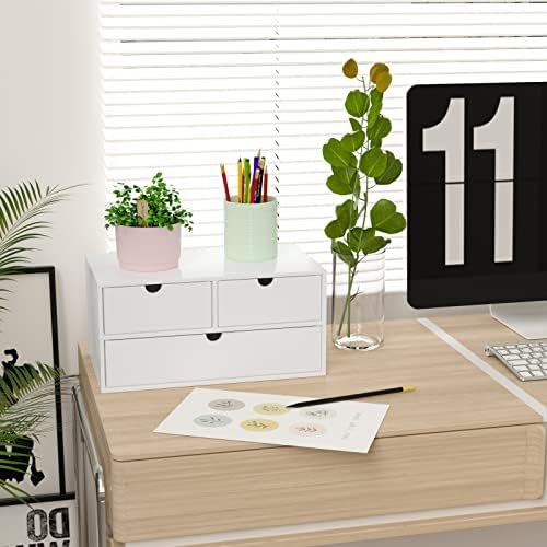 Bamboo Desk Organizer wtih Drawers Mini Desktop Drawer Tabletop Storage