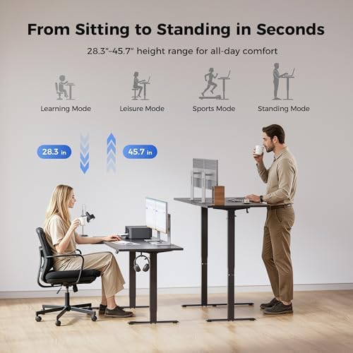 Agilestic 63 * 35 Inch Reversible L Shaped Electric Standing Desk, Black