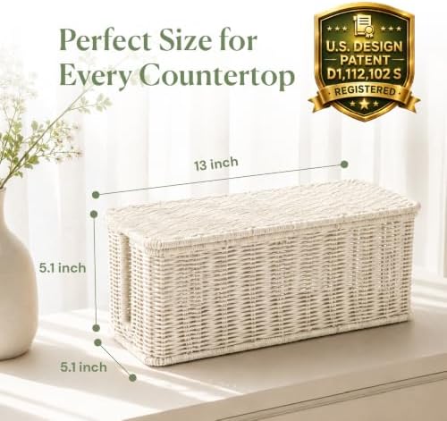 Cable Management Box, Handmade Rattan Cord Organizer for Power Strip