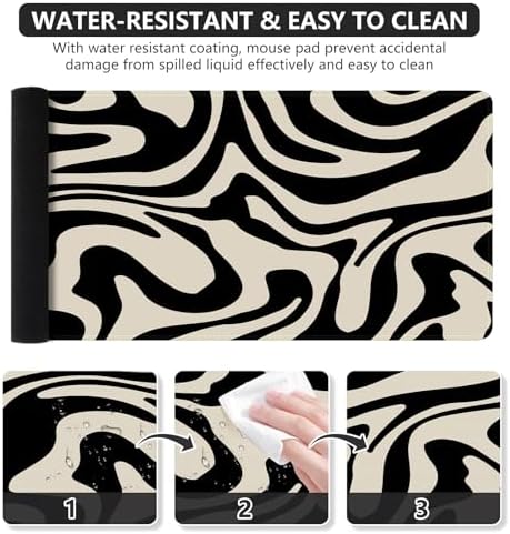 iCasso Desk Mat,Cute Desk Pad Mat,Black Topographic