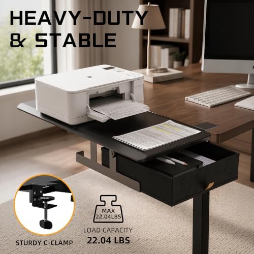 ETHU Desk Extender Tray with Storage Drawer, 25.6x11.4, Black