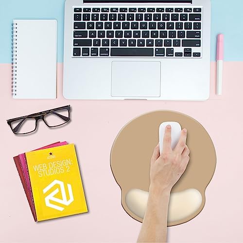 Wrist Rest Support Mouse Pad,Ergonomic Memory Foam Mouse Mat 9x10in Non-Slip Rubber Base Pain Relief Mousepad for Computer, Laptop(Beige Foam)