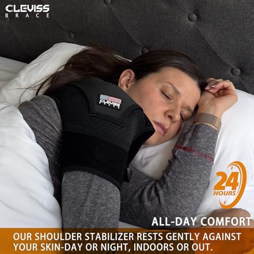 Shoulder Brace for Men and Women Rotator Cuff - for Bursitis, Dislocated AC Joint, Labrum Tear, Tendonitis,Neoprene Compression Support Sleeve for Left and Right Hand (Black L-XL)