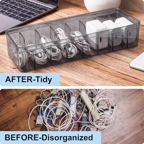 Tatuo Cord Organizer for Drawer Desktop, Gray, 4 Pack