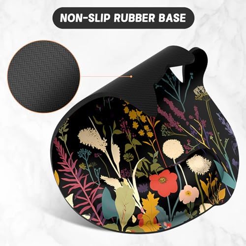 Ergonomic Mouse Pad with Wrist Rest, Cute Cat Memory Foam Padded Pain Relief Non-Slip Wrist Support Mouse Mat for Gaming Work Computer Laptop, Funny Office Supplies Desk Accessory, Plants
