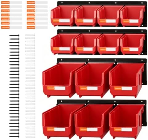 14pc Wall-Mounted Storage Organizer Mixed V1 V2 Combo Red
