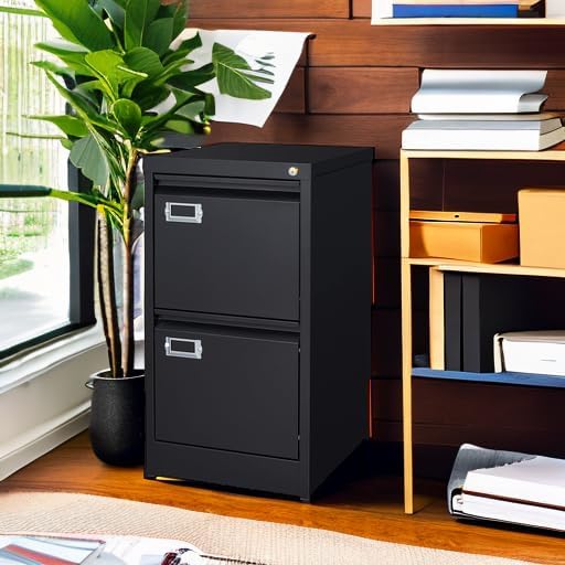 BYNSOE 5 Drawer File Cabinet with Lock Metal Vertical File Cabinet Office Home Vertical File Cabinet for A4 Legal/Letter Size Narrow File Cabinet Locked,Assembly Required