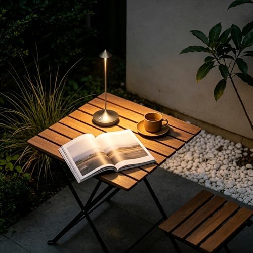 Cordless Rechargeable LED Table Lamp Set of 2, Titanium