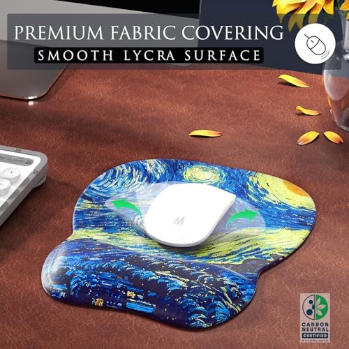 MROCO Ergonomic Mouse Pad with Gel Wrist Rest, 9.4 x 8.1 in, Starry Night