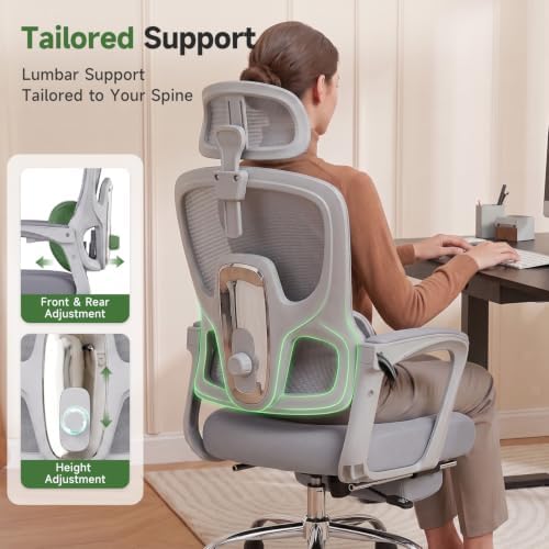 Ergonomic Office Chair with Footrest, 90-145° Reclining Desk Chair