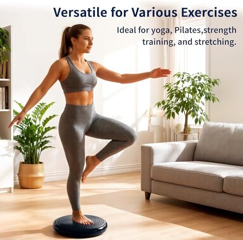 Wobble Cushion Balance Disc, Extra Thick Sensory Pad for Kids & Adults, Flexible Seating Core Strength Trainer for Posture Correction, Desk, Yoga & Stability Workout with Pump