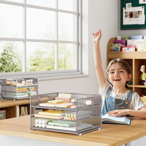 Paper Tray Organizer for Desk Organizers and Accessories 2P Silver