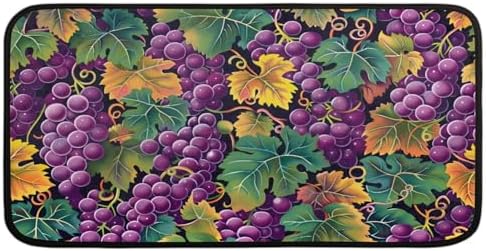 Kitchen Mats, Grape Print Kitchen Rugs, Cushioned Anti Fatigue Kitchen Mats, Non-Slip Standing Desk Mat, Absorbent Kitchen Rug for Floor, Kitchen, Office, Sink, 20"×39"