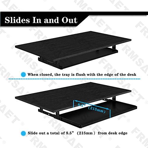 FRMSAET Office Product 20/24/30 inch Keyboard Drawer Tray (30 inch, Black)