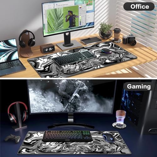 4 in1 Desk Mat Black, Large Gaming Mouse Pad with Wrist Rest,