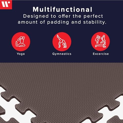 We Sell Mats 3/8" Thick Multipurpose EVA Foam Exercise Floor Mat, Interlocking Tiles, Anti-Fatigue for Home or Gym