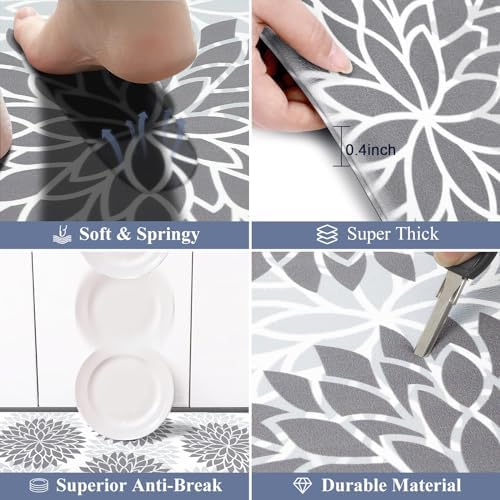 HEBE Anti Fatigue Kitchen Rugs Set of 2, Cushioned Kitchen Mats for Floor