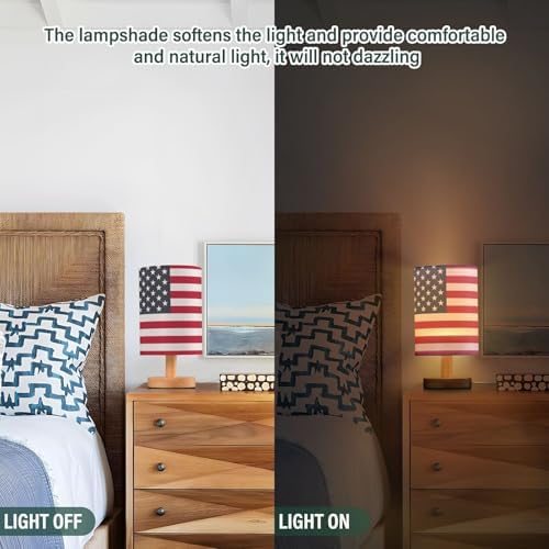 ALAZA American Flag Stylish Decor Bedside Table Lamp with USB Port for Bedroom Nightstand Office Desk LED Bulb Included