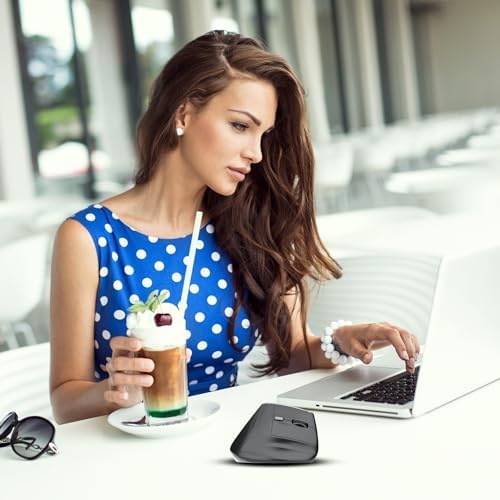 Eelexa New Dual Mode Ergonomic Mouse, Rechargeable Bluetooth Vertical Ergo Mouse Wireless 5 Adjustable DPI, Silent 2.4GHz Optical Carpal Tunnel Mouse for Compatible with Laptop, PC(Right Hand)