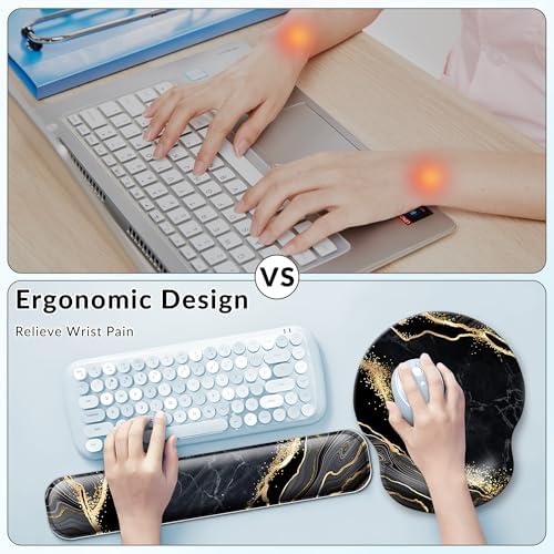 Desk Mat Set Keyboard and Mouse Pad with Wrist Rest Support