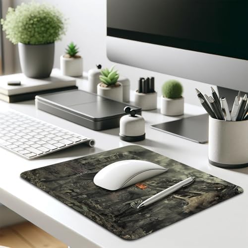 Zombie Apocalypse Ruined City Mouse Pad, Horror Halloween Dark Desk Mat