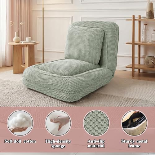 Human Dog Bed, Lazy Sofa Couch, Plush Floor Gaming Chair,5 Adjustable Position, sit, Sleep, fold, Suit to Put in Bedroom, Living Room,Space Saving Design (Green)