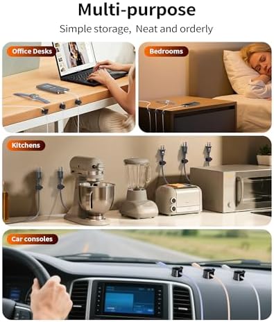 8 Pack 360° Rotatable Cable Clips Cord Organizer,Desk Cable Management Accessory,Cord Clips,Adhesive USB Wire Holder Keeper Organizer Home Office Desk Phone Car Wall Desktop Nightstand Cable Organizer