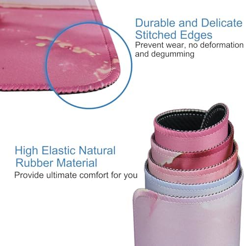 Extra Large Mouse Pad, Waterproof Mousepad with Stitched Edges, Marble Pink