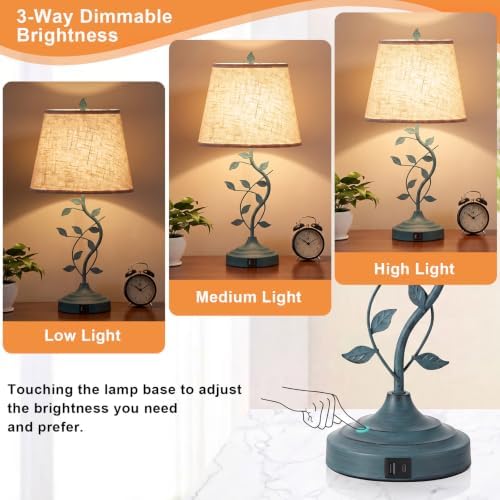 Kakanuo Touch Lamps for Nightstand, Bedside Lamp for Bedroom, Rustic Lamp