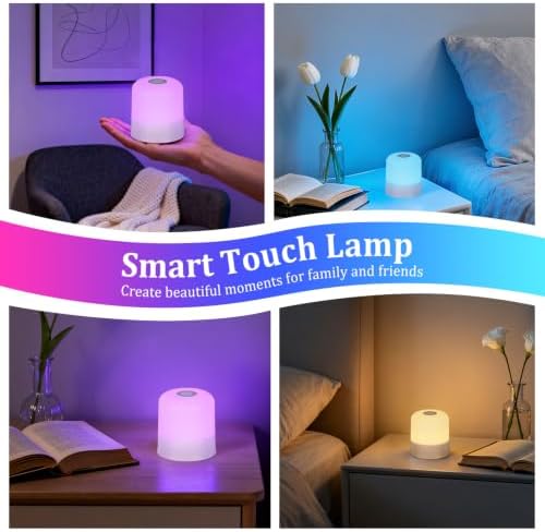 Portable Night Light Bedside Lamp with Touch and Remote Control