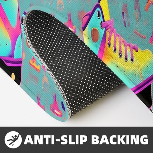 Colorful Roller Skates Print Kitchen Rugs Mats Sets,2pcs Absorbent Non-Slip Rug,Soft Comfort Floor Mat,for Hallway Office