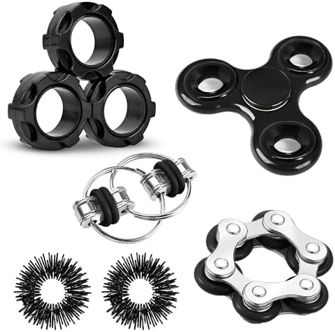 Fidget Toys Adults Pack Metal Fidgets for Classroom Cool Gadget Desk Toys for Teens Figette Spinner Figits Ring ADHD Autism Must Have for Teen Boy Stress Anxiety Relief Toy Christmas Stocking Stuffers