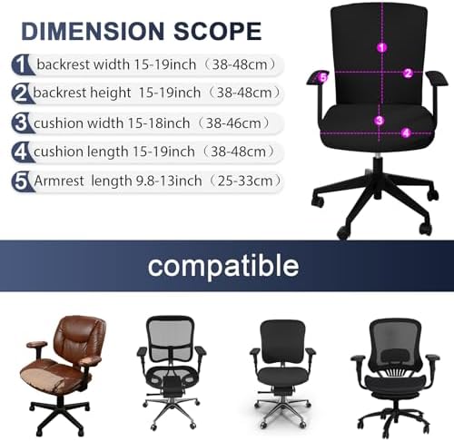 Tallew 4 Pcs Office Chair Covers Set Computer Armrest Slipcover Seat, Black