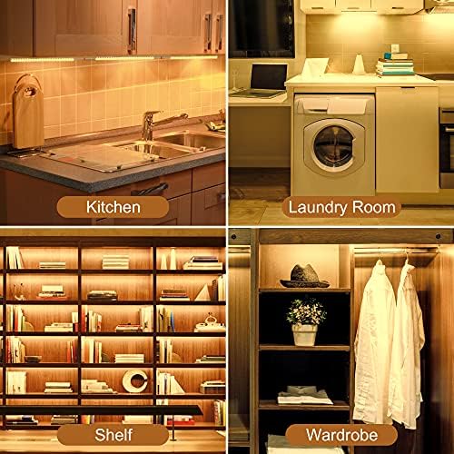 JUSJUBR Under Cabinet Lighting, 2pcs 12" 3000K Dimmable LED Closet Light, USB Plug, Memory Function, Linkable Cabinet Light Bar for Kitchen, Plug-in Workbench Light, Super Slim LED Light Bar for Room