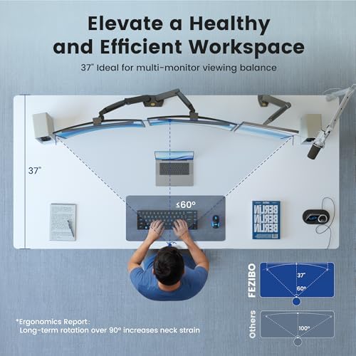 FEZIBO Standing Desk 83 × 37 Inch Electric Height Adjustable, White