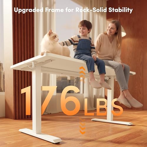FEZIBO Standing Desk 55 × 28 Inch Electric Height Adjustable, White