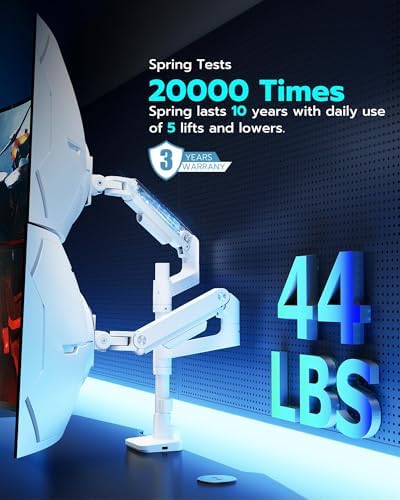 ARES WING White Ultrawide Dual Monitor Mount with USB A/C for 17 to 49 Inch