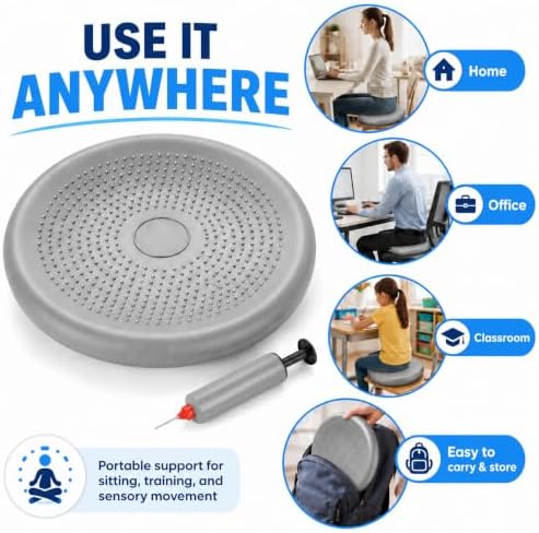 Hanstuten Wobble Seat Cushion Balance Disc - Rubber Wiggle Seat for Active Sitting, Office Desk Chair, and Core Strength Training