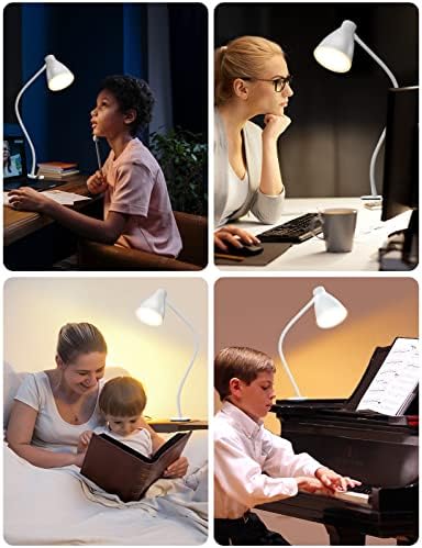 BOHON Clamp Lamp 5 Color Modes 10 Brightness Dimmer Bedside Lamp, White