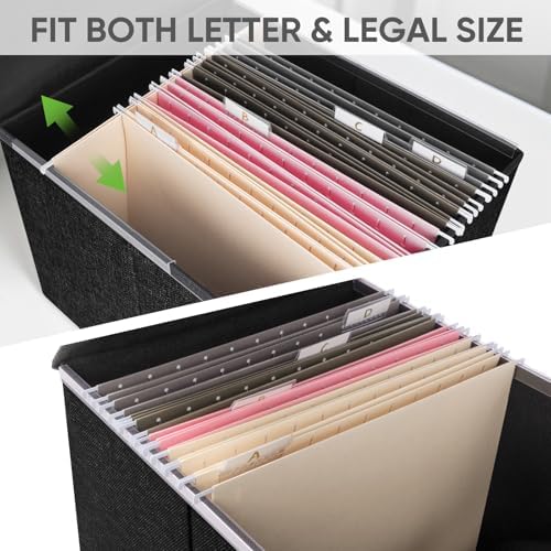 BALEINE File Organizer Box with Lid, Collapsible Hanging File Storage Box