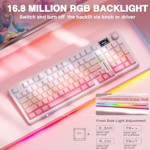 AULA S98 Pro Wireless Mechanical Gaming Keyboard with Screen, Knob, 96 Keys