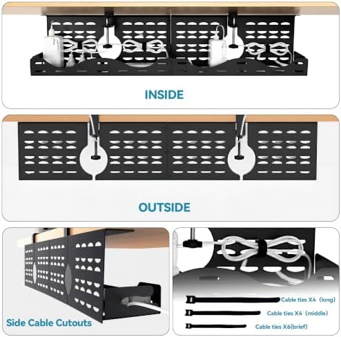 Under Desk Cable Management Tray, Expandable Metal Organizer